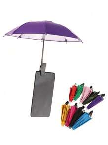 1/2 piezas Paraguas parasol impermeable con soporte para teléfono, paraguas mini con protección UV, adecuado para lluvia ligera, visera de sol universal para teléfono, accesorio antirreflejo para teléfono al aire libre, accesorio esencial de viaje, accesorios de fitness y estudio, necesidad de camping de vacaciones, accesorio de vacaciones - Multicolor - Ver 1