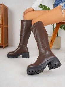 Fall/Winter 2025 Women Thick Sole Over The Knee Boots Fashionable & High-End Leather Surface Riding Boots,Brown Boots - Coffee Brown - View 6