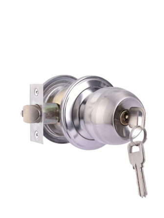 Stainless Steel Privacy Door Handle Lock With 3 Keys - Suitable For Bedroom, Bathroom And Toilet Entrances, Mechanical Knob Lock, No Battery Required