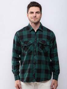 Men's Plaid Shirt Long Sleeve Winter - màu xanh lá - Xem 6