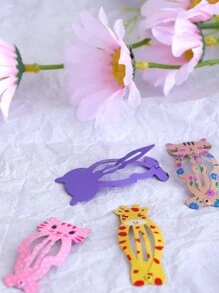 10 piezas/set Clip de pelo de metal con diseño lindo de animales de dibujos animados para niñas, conejo, león, gato, perro, panda, elefante, accesorios para el cabello multicolor para uso diario, vacaciones, fiesta, regalo