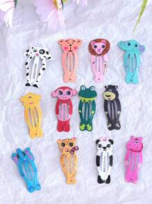 10 piezas/set Clip de pelo de metal con diseño lindo de animales de dibujos animados para niñas, conejo, león, gato, perro, panda, elefante, accesorios para el cabello multicolor para uso diario, vacaciones, fiesta, regalo