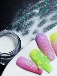 Bột nhũ móng tay Đường bột nhúng đen trắng Cát kẹo Sắc tố móng tay Thiết kế mùa đông Bụi chà Dụng cụ làm móng Nghệ thuật làm móng Lấp lánh - Nhiều màu - Xem 7