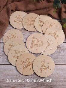 12 件婴儿每月里程碑木制圆盘，新生儿摄影道具，适合 12 个月成长婴儿派对家庭装饰礼物婴儿派对复活节礼物，适合女孩/男孩 - 彩色 - 查看 10