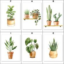 1 pezzo Quadro murale in tela con motivo di piante verdi, cactus, tigre, pianta, monstera, cartellone e stampe da parete, quadri per decorazione del soggiorno senza cornice - Multicolore - Visualizzare 4