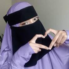 1 Stück weicher Gesichtsschal Schleier hautfreundlich, einfarbig Chiffon Hijab Frauenmaske für Gebet und täglichen Gebrauch, Stirnband Abaya Zubehör Valentinstag