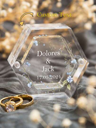 Personalized Hexagonal Transparent Acrylic Ring Box, Exquisite Proposal Ring Box, Jewelry Storage Box, Proposal Gift For The Bride,Gold,Stylish,Colorful,Vintage,Simple,Unisex,Casual,Cuties,Custom,Personalized,Unique,Ideal Gifts For Him,Ideal Gifts For Her,Her,Boyfriend,Girlfriend,Dad,Mom,Family,Friends,For Anniversaries,For Birthdays,For Graduation,For Prom,For Party,Mother's Day Gifts Women