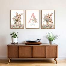 3pcs Set For Youngsters's Room & Living Area Decor, Contemporary Fauna-Themed Wall Posters, Frameless Rabbit Decor - Multicolor - View 2