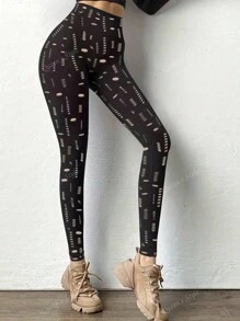 Dames Casual Minimalistische Getailleerde Legging met Hoge Taille,