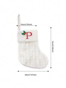 1 pièce Bas de Noël tricoté avec lettres, rouge, blanc et vert 3 couleurs, comprend 26 lettres anglaises. Peut être utilisé comme décoration de fête à la maison, ornement à accrocher au sapin de Noël ou au chevet, petit cadeau pour fête des fêtes, décoration d'Halloween - Multicolore - Voir 56