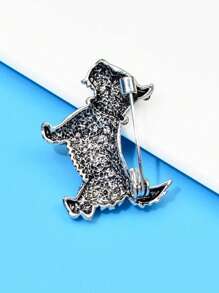 1pc Cute Crystal Studded Red Dog/Schnauzer Design Brooch, Holiday Gift For Girlfriend - Blue - View 5