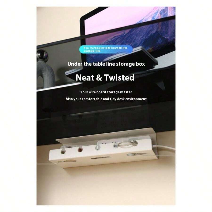 Home Electrical Socket & Cord Storage Box, Office Desk Power Strip