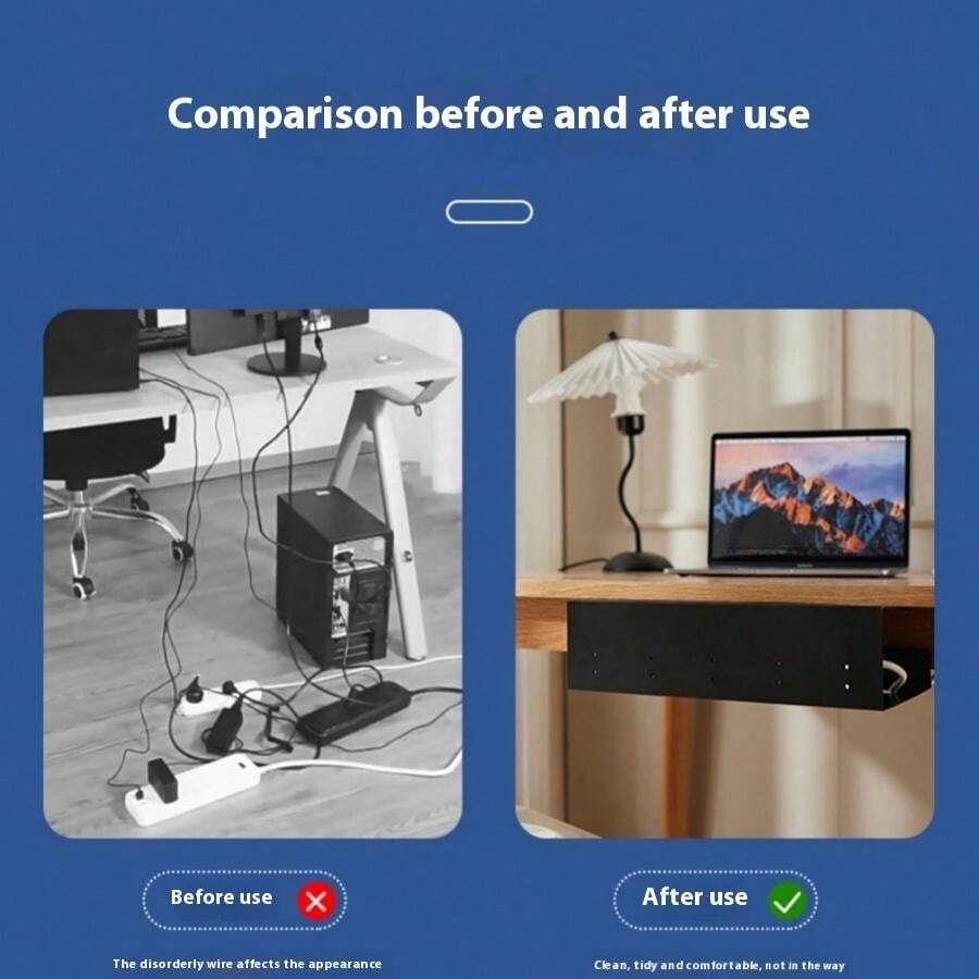 Home Electrical Socket & Cord Storage Box, Office Desk Power Strip