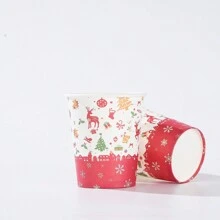 10 件/25 件一次性纸杯，圣诞主题镂空纸杯，适用于冷饮和咖啡，适合生日派对、家庭聚会、野餐、装饰、派对用品、派对礼品 - 彩色 - 查看 6