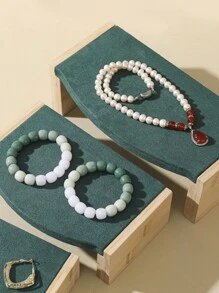 1pc/3pcs Expositor de joias de madeira maciça, Expositor de joias de colar de pulseira, Conjunto de três peças de suporte de exibição de joias de mesa de chá, Suporte de ornamento multifuncional, disponível em três tamanhos: grande, médio e pequeno