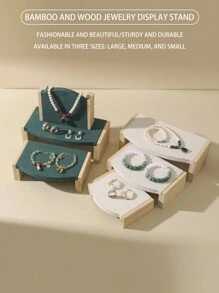 1pc/3pcs Expositor de joias de madeira maciça, Expositor de joias de colar de pulseira, Conjunto de três peças de suporte de exibição de joias de mesa de chá, Suporte de ornamento multifuncional, disponível em três tamanhos: grande, médio e pequeno