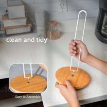 1 peça de arte em ferro e metal + chassi de bambu e madeira, preto e branco, nórdico, simples, porta-lenços, coluna de mesa, tipo fumaça de graxa, suporte de mesa para armazenamento de lenços de papel, porta-papel higiênico, caixa de lenços de papel, porta-lenços, porta-papel higiênico, porta-rolo de papel higiênico, recipiente para lenços umedecidos, porta-rolo de cozinha, porta-toalha de papel, mesa, banheiro, cozinha, carro - Branco - Ver 6