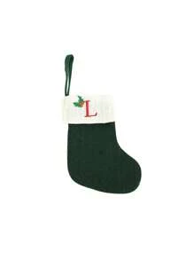 1 pièce Bas de Noël tricoté avec lettres, rouge, blanc et vert 3 couleurs, comprend 26 lettres anglaises. Peut être utilisé comme décoration de fête à la maison, ornement à accrocher au sapin de Noël ou au chevet, petit cadeau pour fête des fêtes, décoration d'Halloween - Multicolore - Voir 75