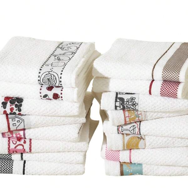 Kit com 5 Toalhas, Pano de Prato, Toalha de Banho, Gourmet, 48x70cm, 100% Algodão, Cozinha, Banheiro, Casa, Fornecedores Domésticos