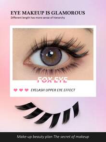 Asiteo 120pcs Fox Eye False Eyelashes, DIY Eyelash Extension Cartoon Style Individual Lashes, Reusable, Suitable For Beginners - D - View 2