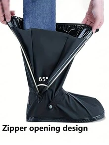 1入防雨鞋套帶拉鍊設計男女鞋套，耐磨耐穿加厚不滑旅行運動自行車防水鞋套 - 彩色 - 查看 9