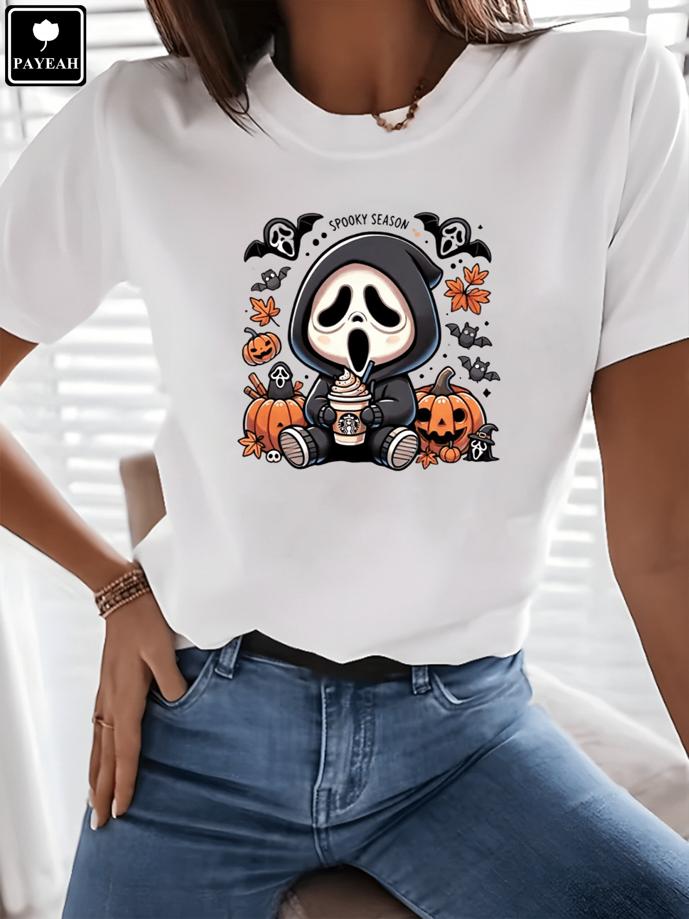 PAYEAH Halloween Scream Shirts Horror Character Shirt Halloween Party
