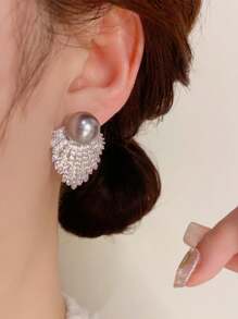 1 件女士复古风格水晶和人造珍珠耳钉，奢华夸张时尚优雅耳环批发 - 彩色 - 查看 5