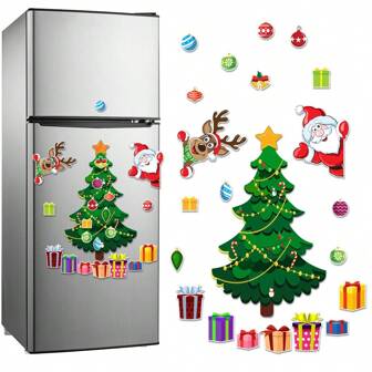 1pc Tree & Snowman Magnetic Stickers, Tree, Santa Claus Magnetic Stickers, Holiday Decor Magnetic Sticker, Magnetic Garage Door Sticker, Holiday Party, Car, Fridge Waterproof Decoration Magnetic Sticker, Holiday Decor Party Atmosphere Best Gifts Birthday
