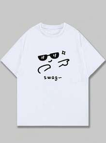 Swag T-Shirt Shirt Blouse Unisex Cotton Casual Printed - 白色 - 查看 1