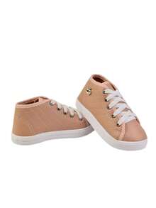 Girls' Fashionable Apple Metalace Sneakers Stylish School Promotion - 米色 - 查看 1