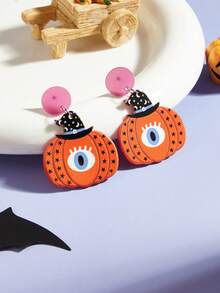 1 对亚克力卡通幽灵、紫色眼睛、微笑南瓜、南瓜眼、幽灵万圣节耳环，适合女性圣诞礼物 - 彩色 - 查看 9