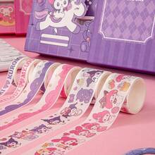 Sanrio Planner 徽章套装：My Melody 闪光笔和记事本、Kuromi 可爱胶带饰品礼盒、My Melody 笔记本吊坠装饰、Kuromi 豪华生日礼物 - 彩色 - 查看 4