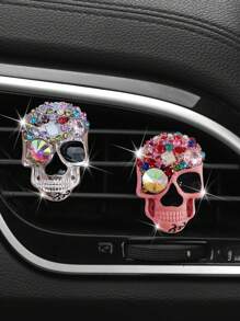 1pc Retro Rhinestone Skull Shaped Car Vent Air Freshener, Suitable For Car Air Conditioning Vent - Multicolor - View 2