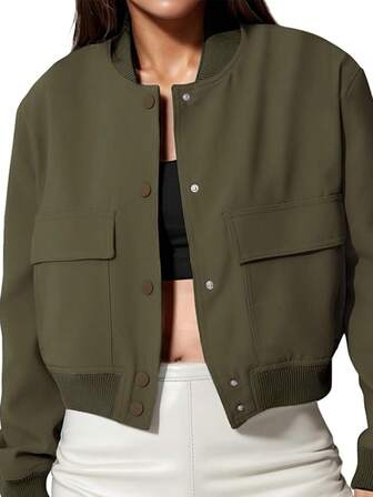 Urban Commuting Style Casual Fashion Metal Button Short Jacket