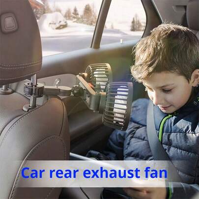 360° drehbarer Doppelkopf Auto Rücksitzventilator, 3-Stufen Einstellung, USB betriebener Auto Kühlventilator, geeignet für Autos, LKWs, USB betriebener hochleistungsfähiger Kühlventilator für den Rücksitz