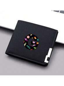 1件26字母卡通糖果元素钱包通用短款钱包男女生卡夹短钱包个性帆布双折钱包男孩女孩万圣节创意礼物生日 - 黑色 - 查看 10