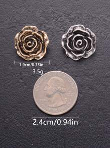 Vintage Rose Flower Metal Buttons 6 Packs, Antique Style Decorative Button For Coats, Sweaters, Suits, Jackets, Women's Fashion, DIY Crafts, Hair Accessories, Sewing Supplies - Golden & Silver Grey