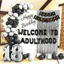 LaVenty Welcome To Adulting 18th Birthday Banner 18th Birthday Banner Happy 18th Birthday Party Decorations 18 Years Party Supplies Sign - 黑色 - 查看 7