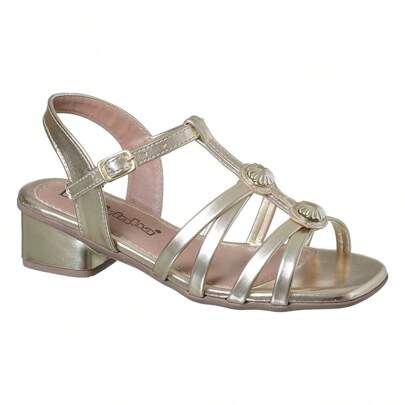 Sandália Saltinho Infantil Menina Aplique Metalizado Ref 610