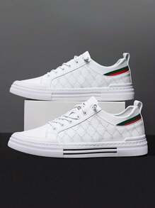 Comfy Non-Slip Skate Shoes For Men's Outdoor Activities - Solid Casual Sneakers - White - View 5