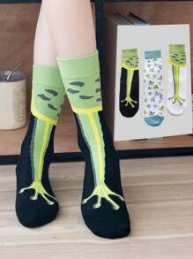 1/3 Pairs Of Women's Spring And Autumn Animal Feet Funny Pattern Cartoon Funny Pattern Frog Creative Tube Socks, Fall - Multicolor - View 2