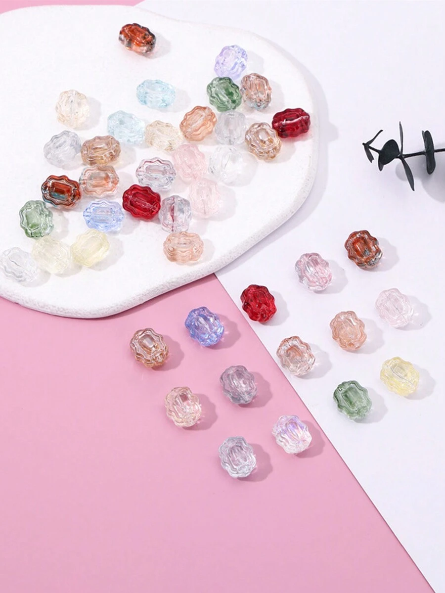 10 hạt mặt dây chuyền hình khối pha lê thủy tinh màu ngẫu nhiên, phụ kiện vòng tay trang sức tự làm, phong cách cổ điển - Phụ kiện thương hiệu hoa Sugar Cube - Xem 1