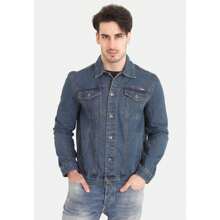 D555 Mens Western Trucker Style Denim Jacket (Stonewash) - Denim Blue - View 3