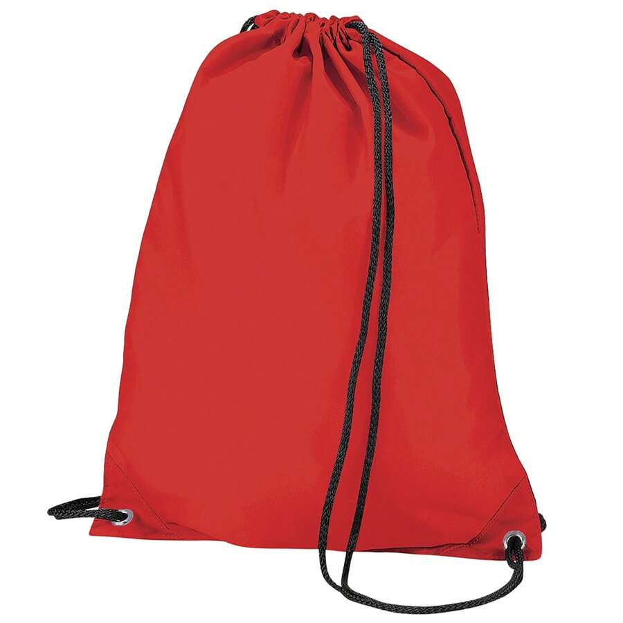 Bagbase Budget Water Resistant Sports Gymsac Drawstring Bag (11 Litres) (Red) - Red - View 1