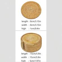 Rattan Coasters, Coasters, Tea Mats, Tableware Mats, Bowl Mats, Plate Mats, Anti-Scalding Mats, Coaster Sets, Heat-Resistant Bamboo Rattan Material, Hand-Woven, Suitable For Tea Cups And Coffee Cups As Well As Tableware Tea Sets, Used To Protect Desktop Dining Table Insulation, Very Suitable For Home Decoration And Holiday Gifts - Multicolor - View 3