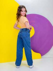 WIDE LEG DESTROYED GIRL - 中等水洗藍 - 查看 2