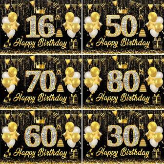 AFYPRTY 1pc 100*150cm 18th Birthday Party Background Cloth Rhinestone Numbers Party Decoration Black&Gold Polyester Backdrops Photography Props Anniversary 16th 30th Birthday Party Decoration Supplies,Christmas
