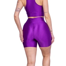 Kit 5 Shorts Women's 3D Suplex Leggings Gym High Waist Black/Pink/Green/Blue/Purple - 彩色 - 查看 4