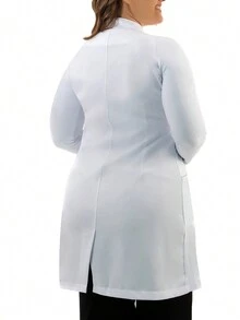 cimmuovere 大码女式护士服，纽扣前襟，多口袋设计，适合医院、护理、实验室工作