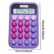 1 件紫色迷你糖果系列计算器，有两种款式供您选择，无电池计算机，可爱精致的女生办公用品，非常适合考试财务会计计算 - 紫丁香色 - 查看 3